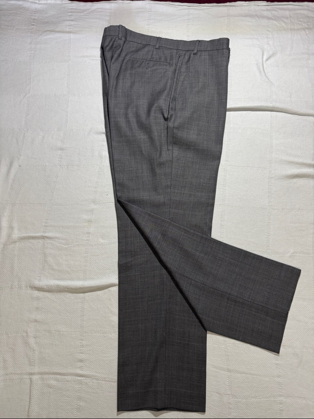 Men's 100% wool Grey glen plaid Dress Pants - Ralph Lauren, 38 x32